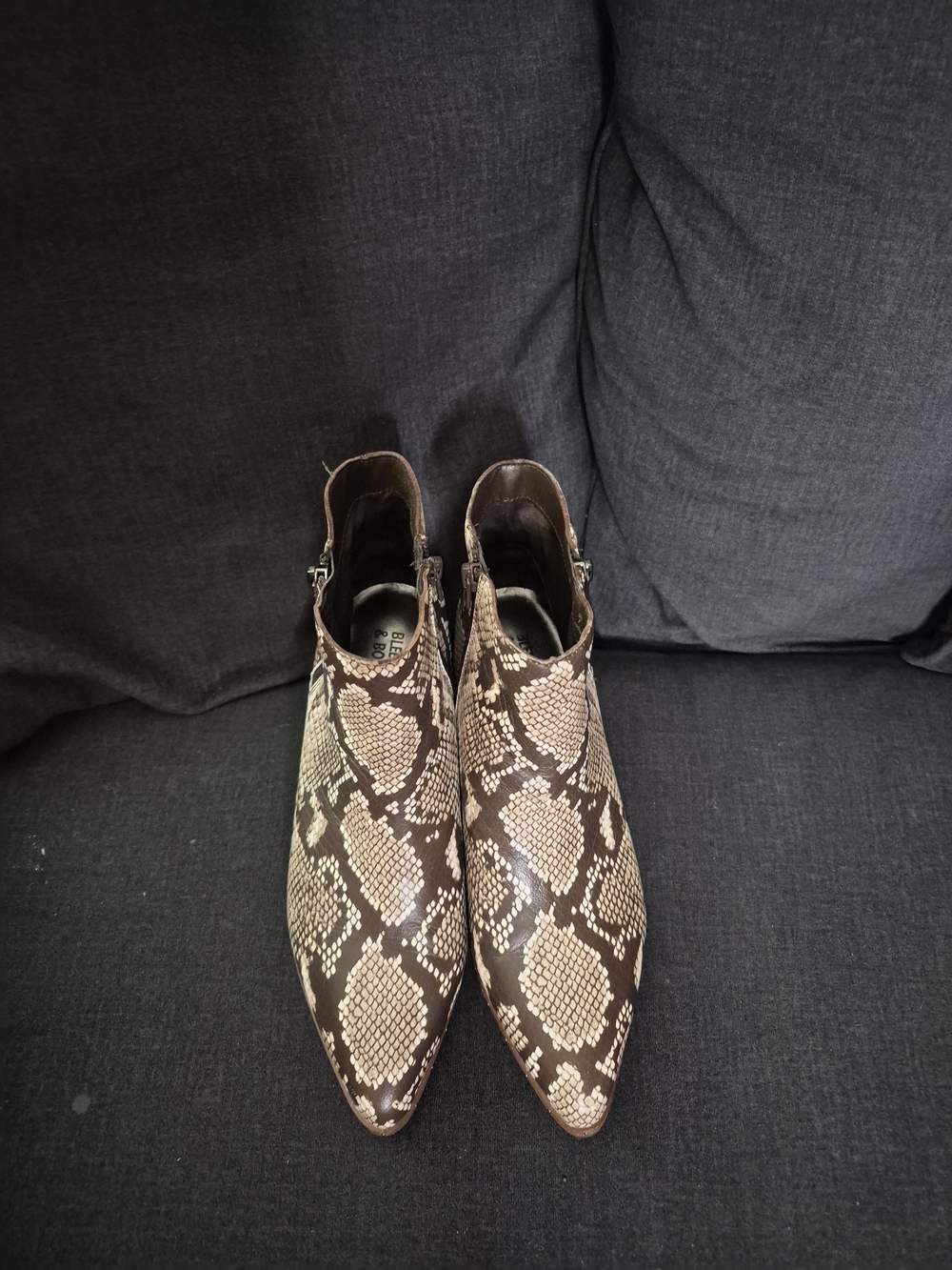 Women's Brown Snake-Print Pointed Ankle Boots